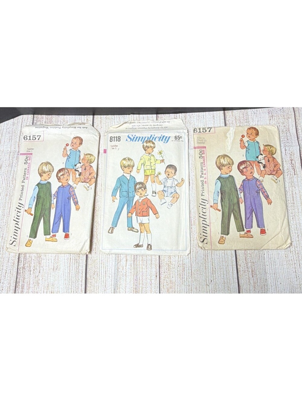 Simplicity Vintage Original 6157 Sewing Pattern Toddler Overalls Unisex Kids